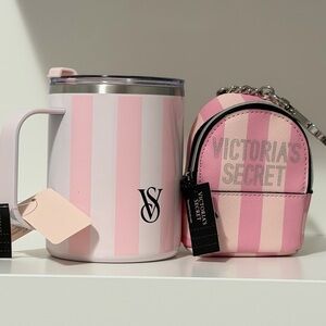 Victoria’s Secret iconic Heritage Stripe Travel MUG & keychain
